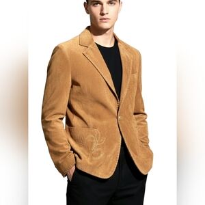 Suede Western Jacket XL Brown Cactus Embroidery Rockabilly Style Bold Stitch